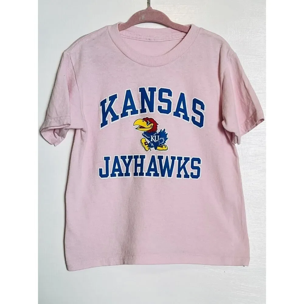 Kansas Jayhawks KU Toddler Girls T-Shirt Short Sleeve Pink 4T